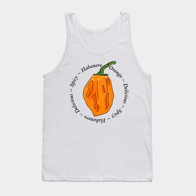 Habanero Orange Chili Pepper Tank Top by MojoCoffeeTime